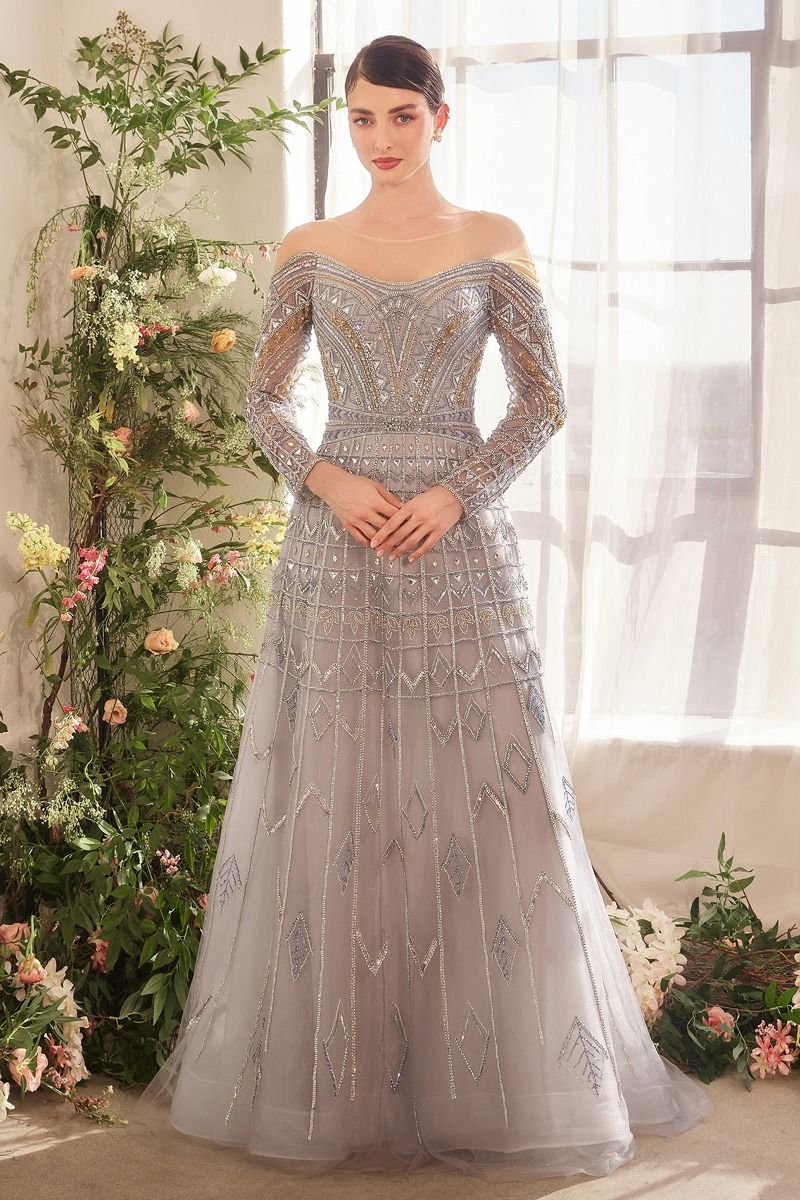 Andrea & Leo A1445 Beaded Long A Line Formal Evening Dress