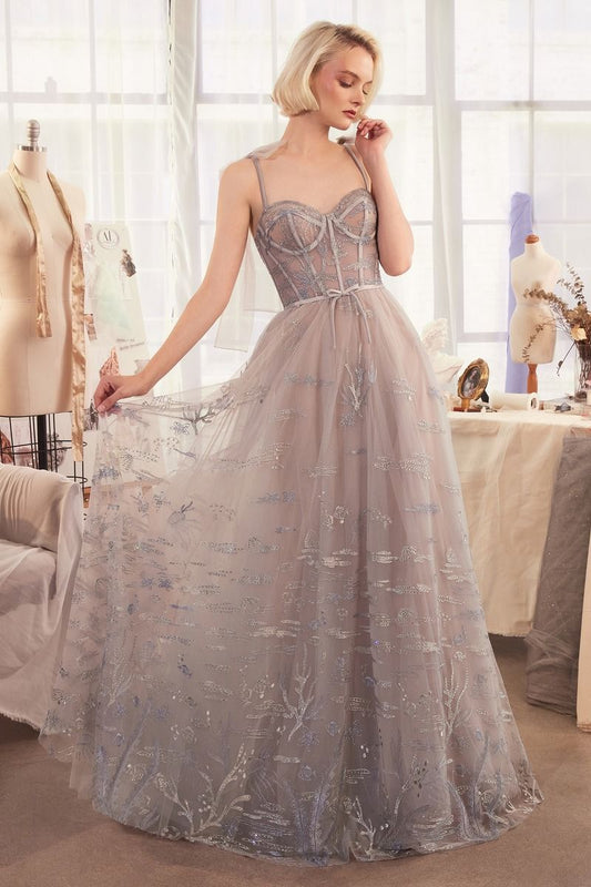 Prom Dresses A Line Corset Formal Long Prom Dress Silver