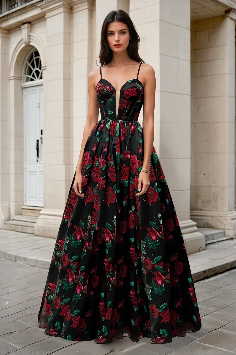 Andrea & Leo A1465 Long Floral Printed Formal Prom Dress
