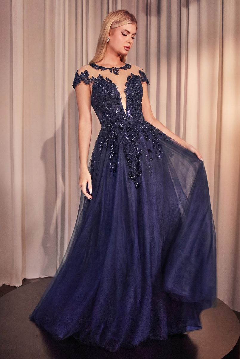 Illusion Floor-Length Tulle Occasion Ball Gown Andrea & Leo A1475
