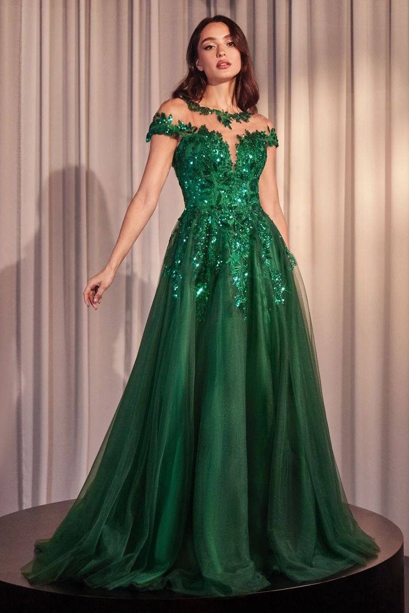 Illusion Floor-Length Tulle Occasion Ball Gown Andrea & Leo A1475