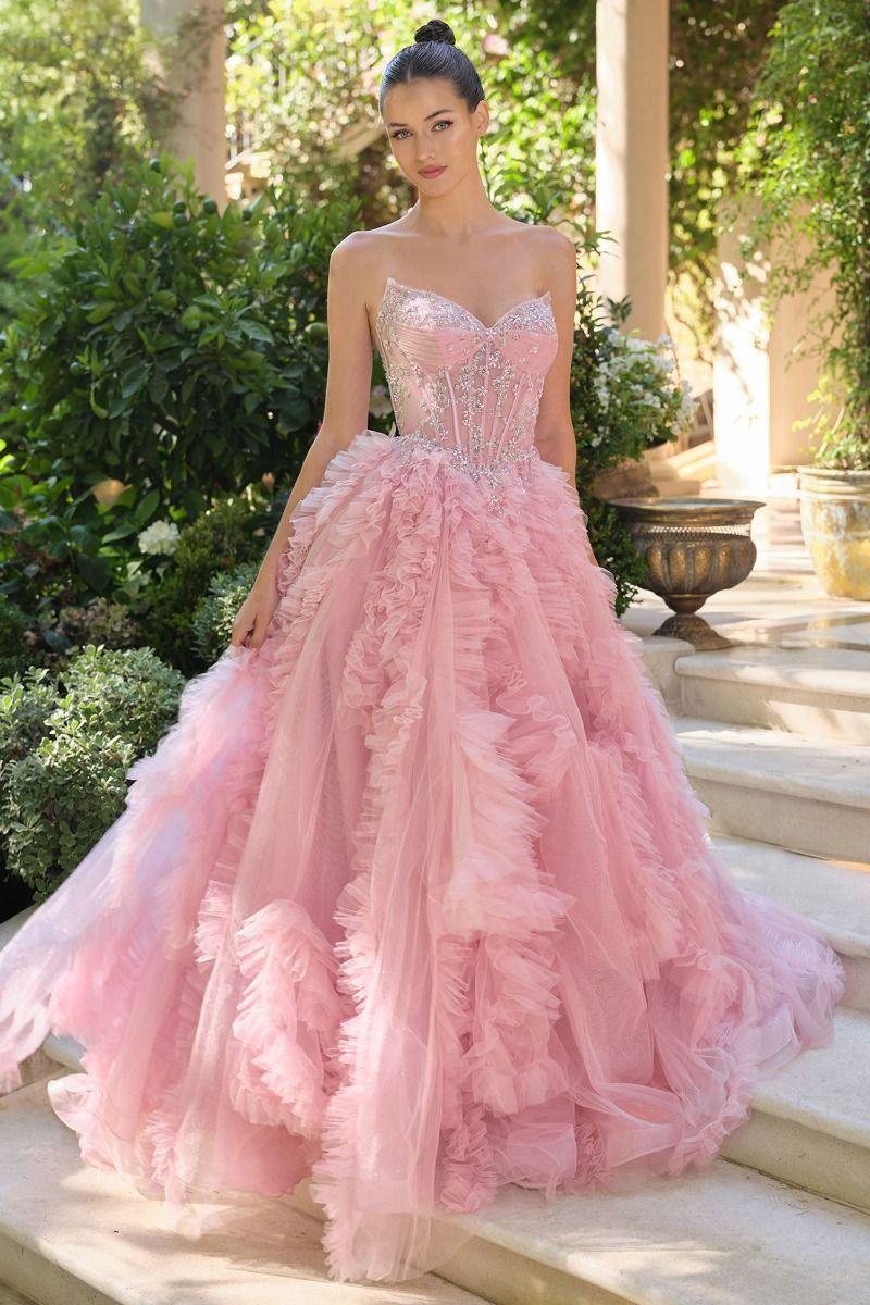 Andrea & Leo A1483 Ball Gown Long Formal Ruffle Prom Dress