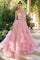 Prom Dresses Ball Gown Long Formal Ruffle Prom Dress Rose Pink