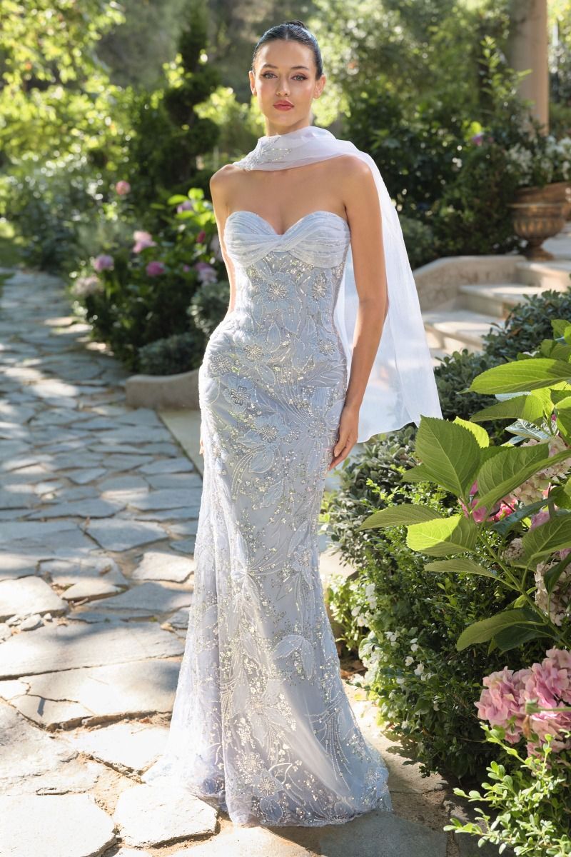 Andrea & Leo A1484 Long Mermaid Formal Beaded Floral Prom Gown