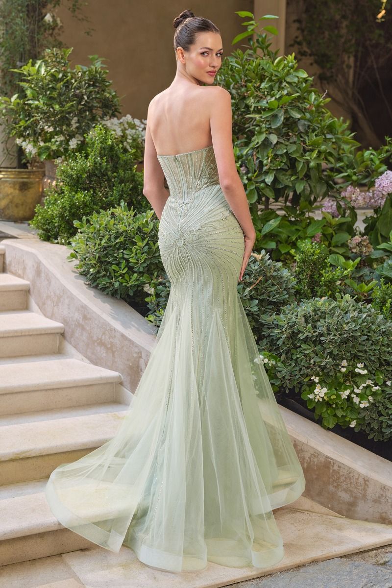 Prom Dresses Mermaid Formal Long Beaded Prom Dress Sage