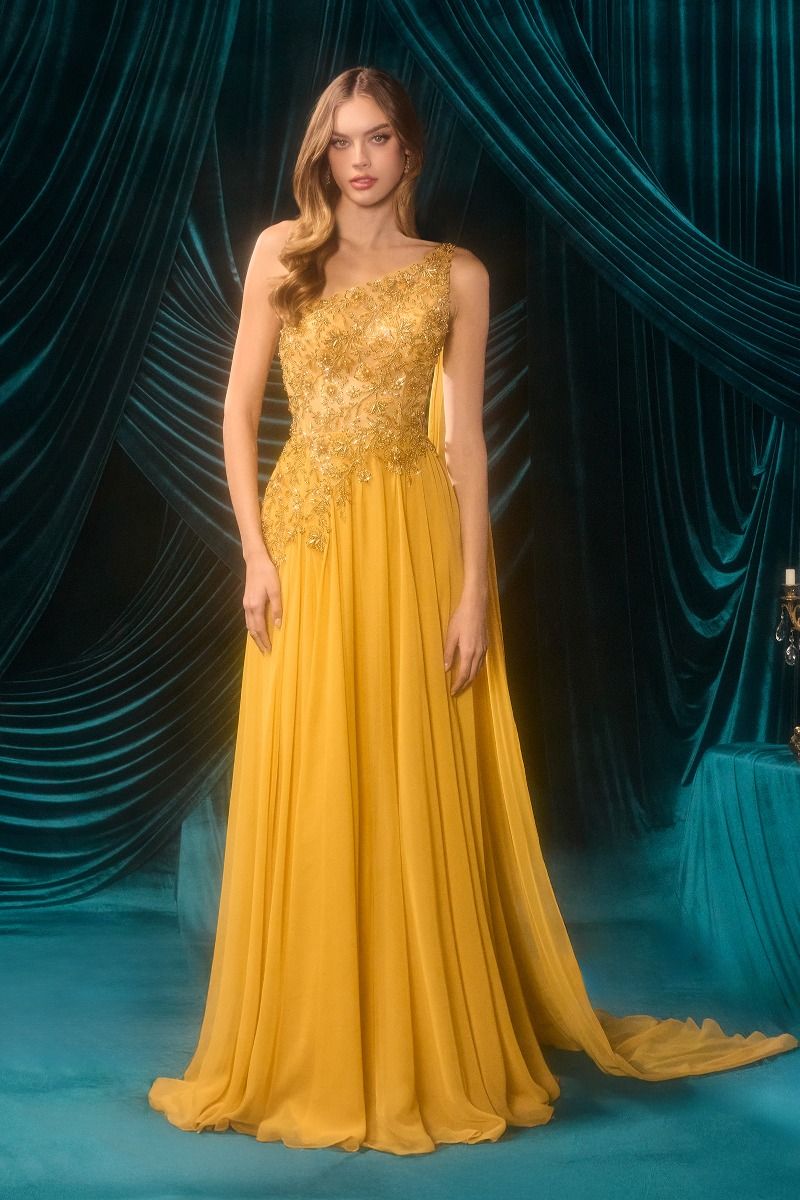 Andrea & Leo A1495 Long Formal Beaded Floral Evening Dress Andrea & Leo A1495 Long Formal Beaded Floral Evening Dress