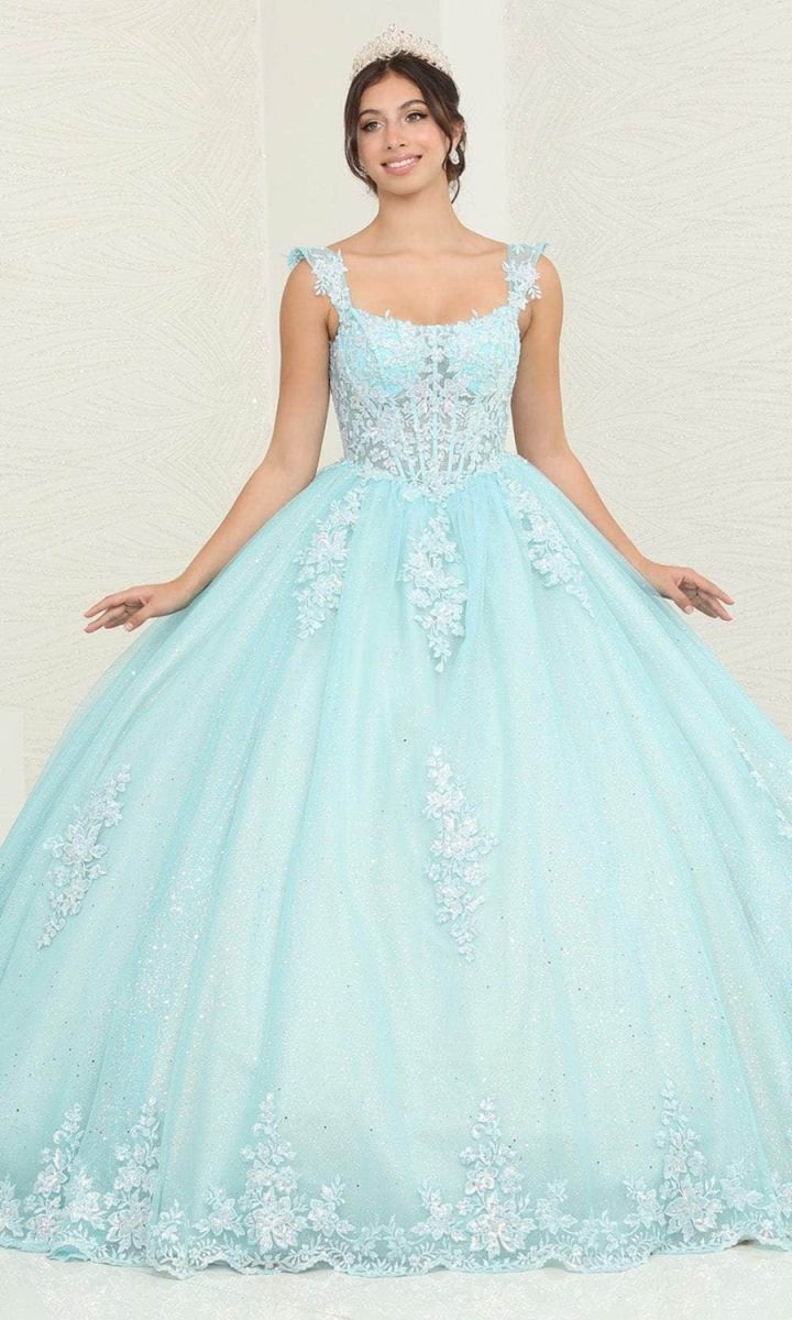 Off-the-Shoulder Floor-Length Tulle Quinceañera Ball Gown May Queen LK253
