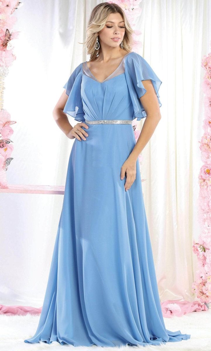 Illusion Floor-Length Chiffon Evening A-Line May Queen 1972