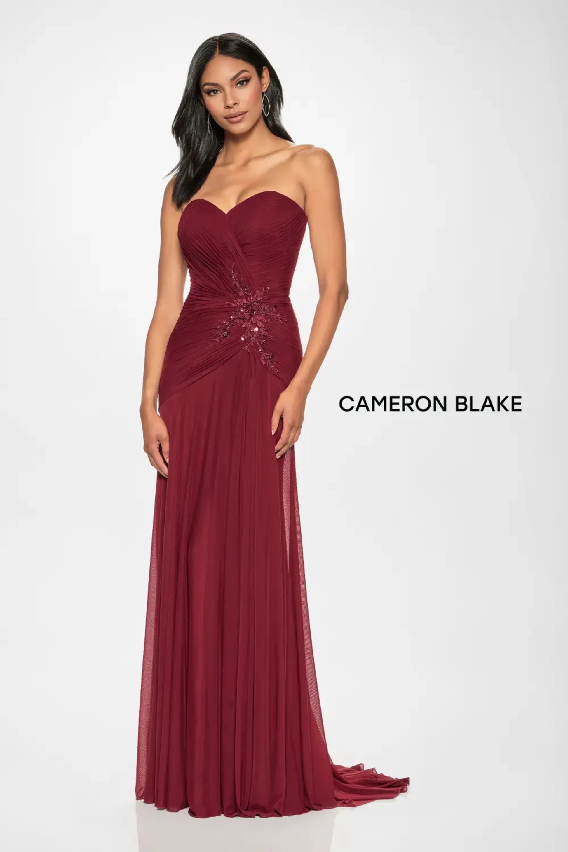 Cameron Blake CB202 Long A Line Formal Beaded Evening Dress