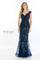 Formal Dresses Beaded Floral Long Formal Ombre Evening Dress Navy Blue