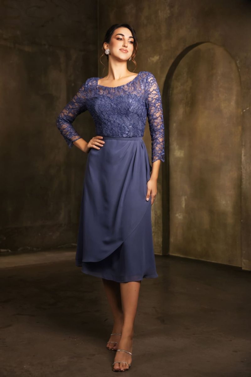Bateau Tea-Length Lace Mother of the Bride A-Line May Queen 2100