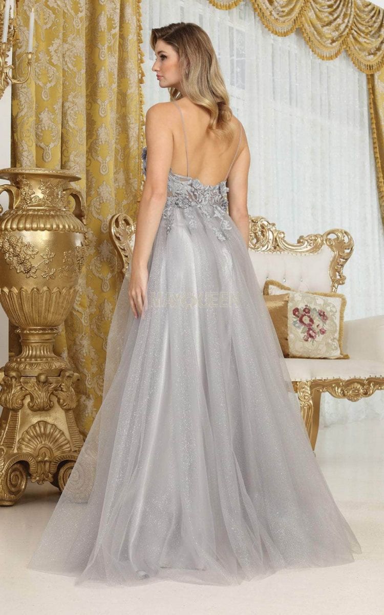 V-Neck Floor-Length Tulle Prom A-Line May Queen 2011