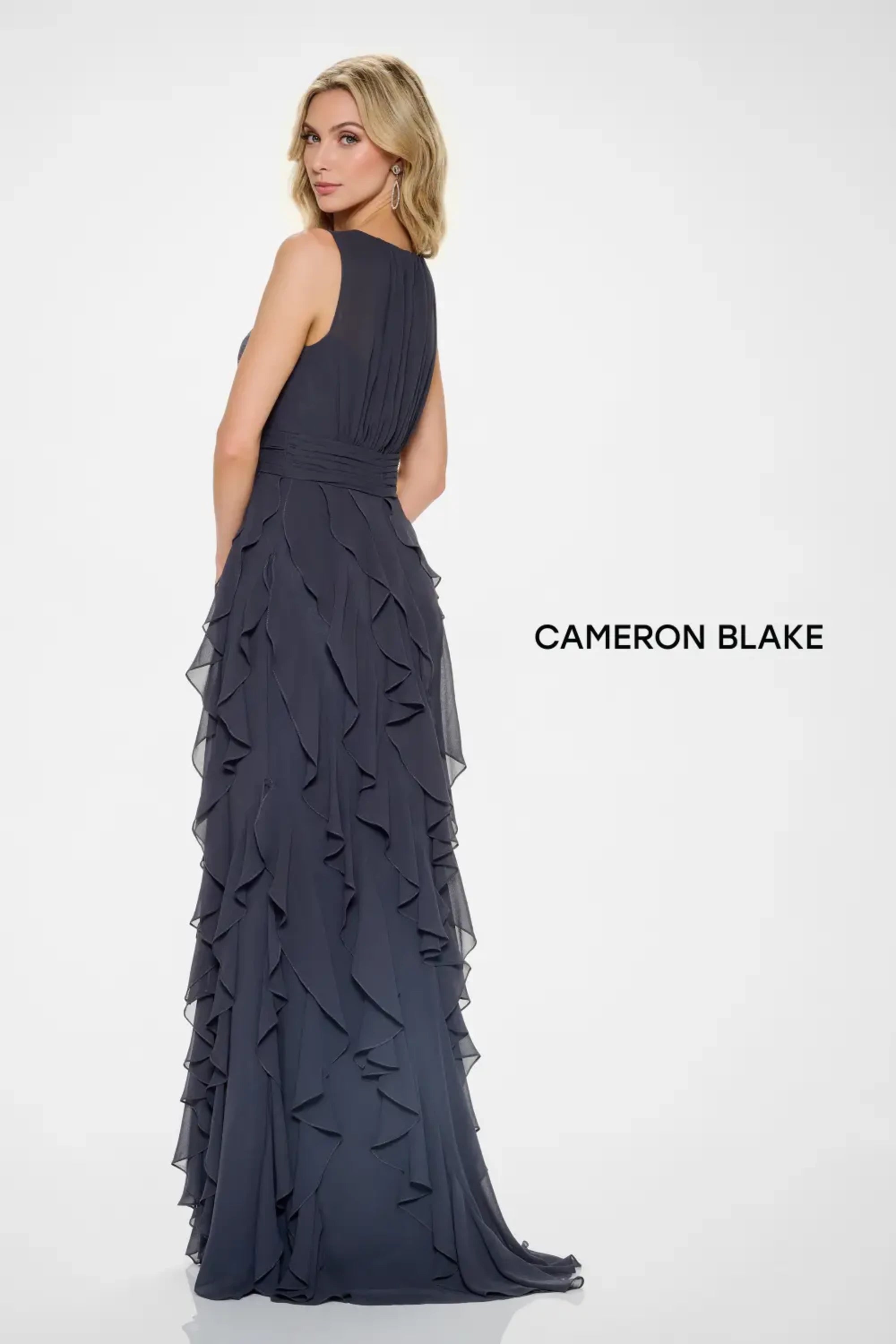 Formal Dresses Long Formal Beaded Ruffle Evening Dress Charcoal