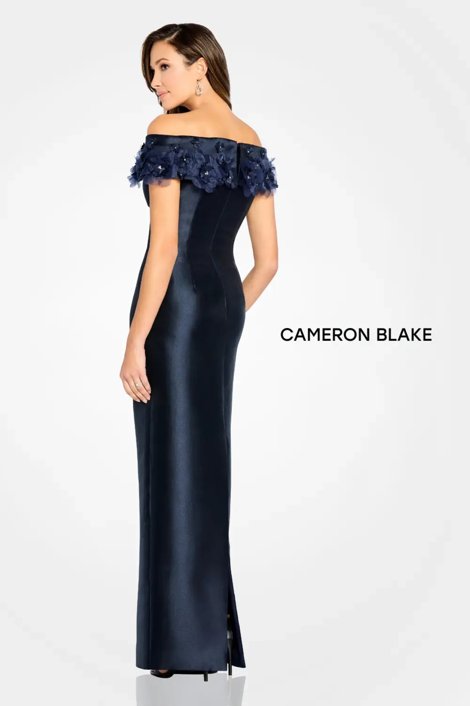 Formal Dresses Beaded Long Formal Fitted Evening Gown Navy Blue