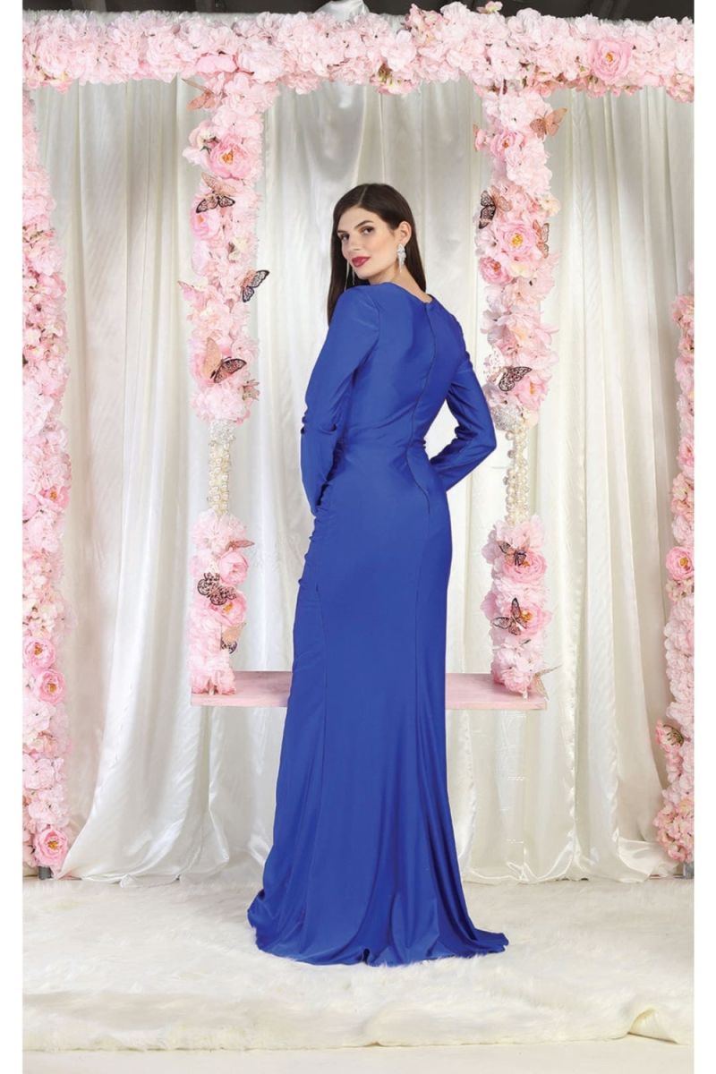 V-Neck Floor-Length Jersey Evening Gown Sheath/Column May Queen 1993