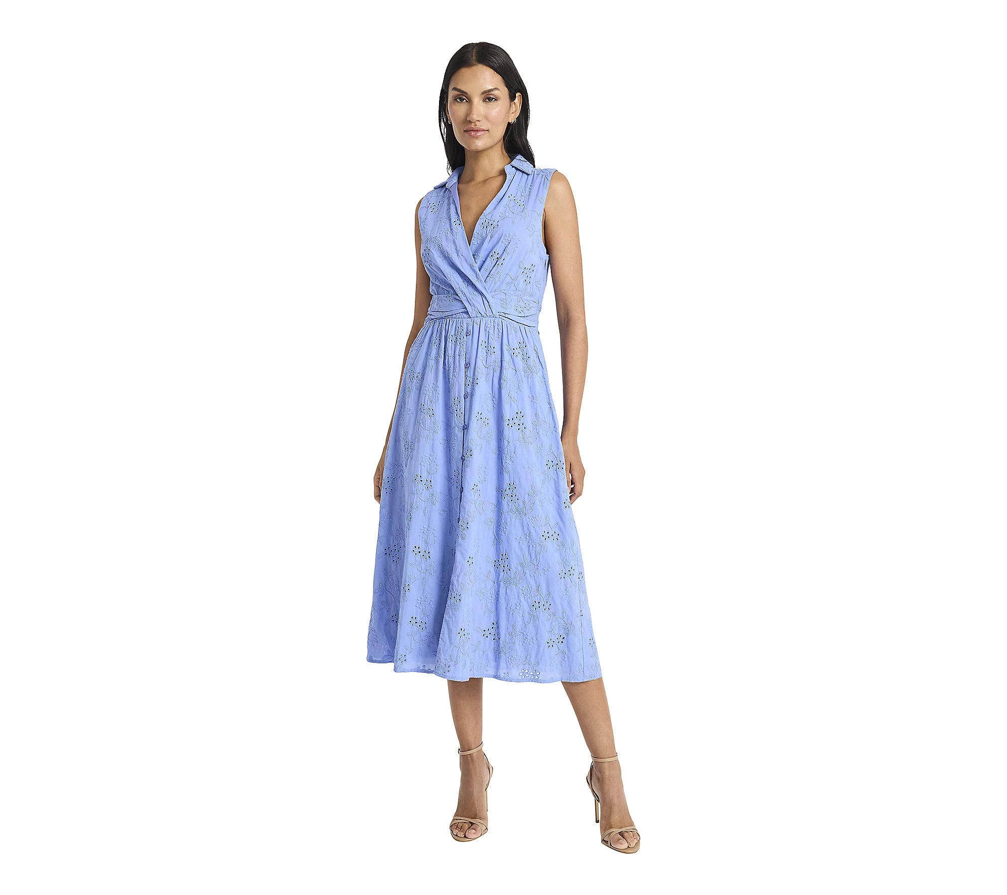 Mock Neck Short sleeve Dress in Blue Maggy London G6447M