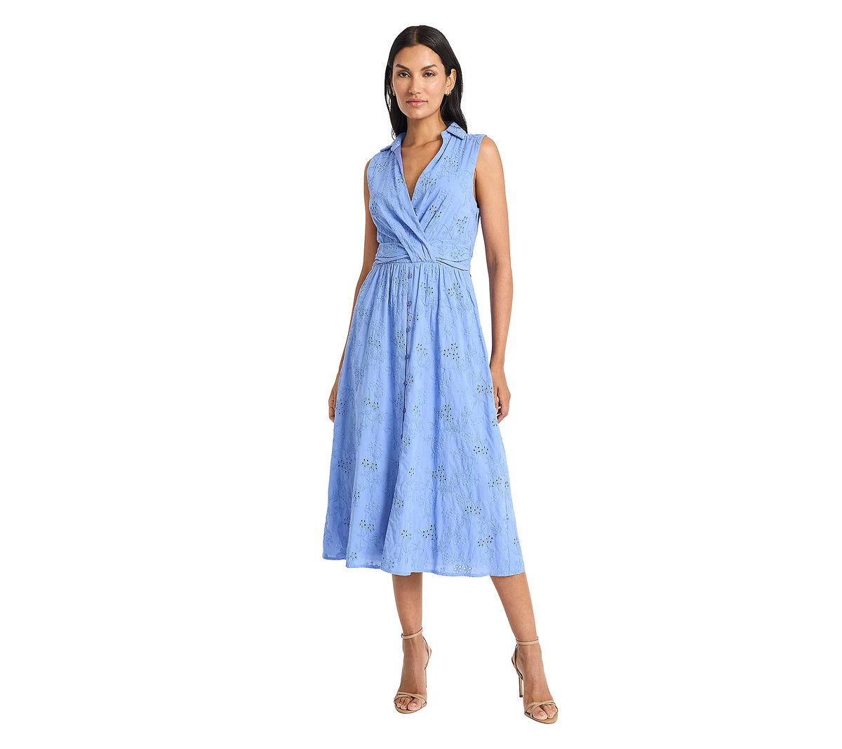 Mock Neck Short sleeve Dress in Blue Maggy London G6447M