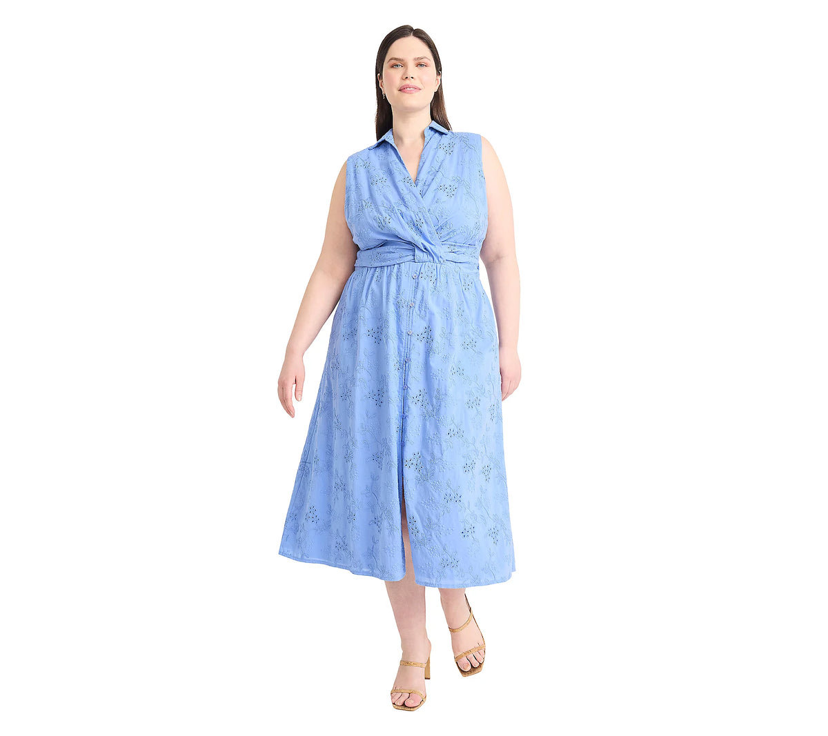 Mock Neck Short sleeve Dress in Blue Maggy London G6447M