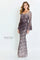 Formal Dresses Long Sleeve Formal Beaded Lace Evening Dress Gray Ombre