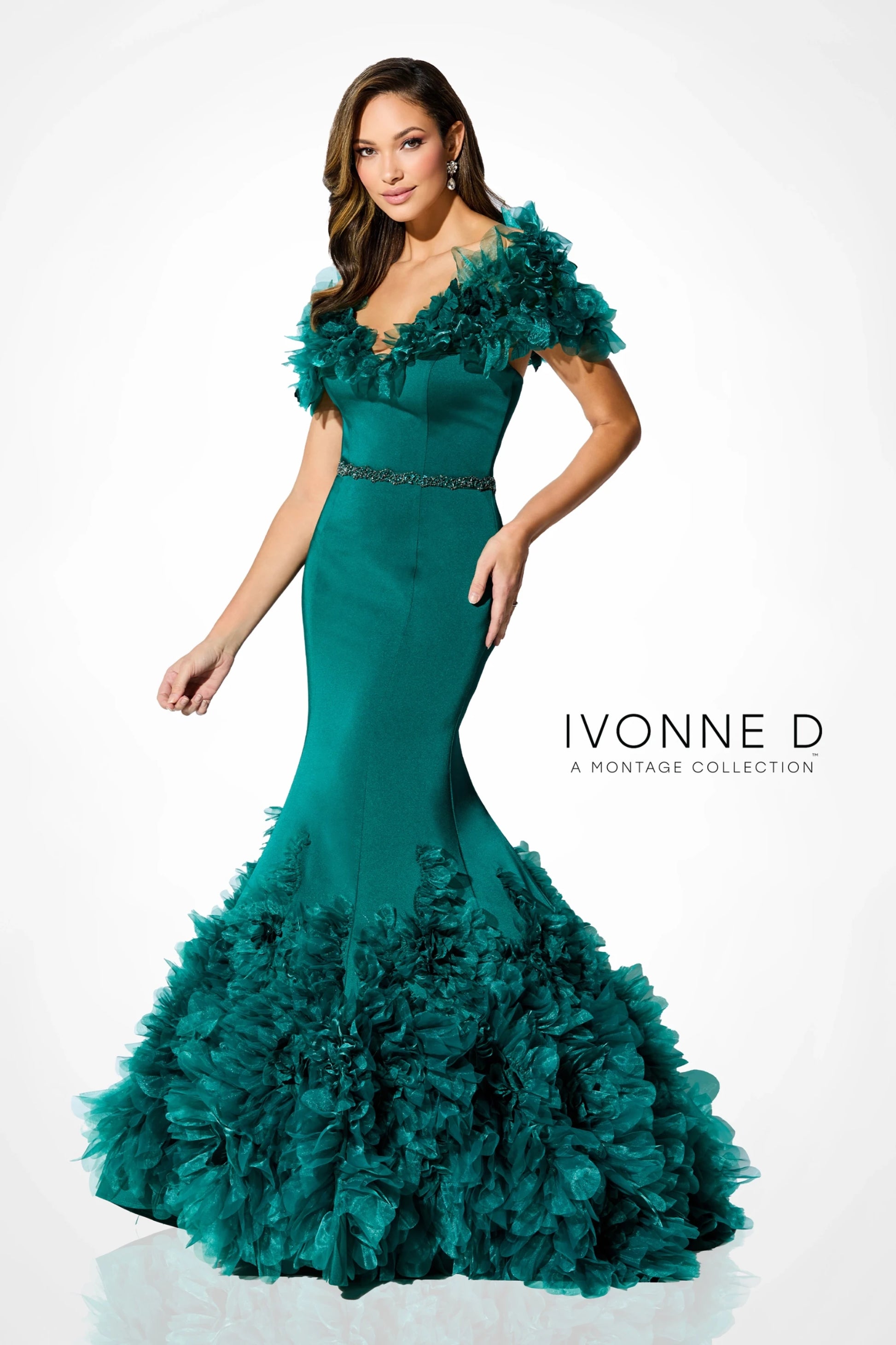 Ivonne D ID909 Long Mermaid Formal Beaded Evening Gown