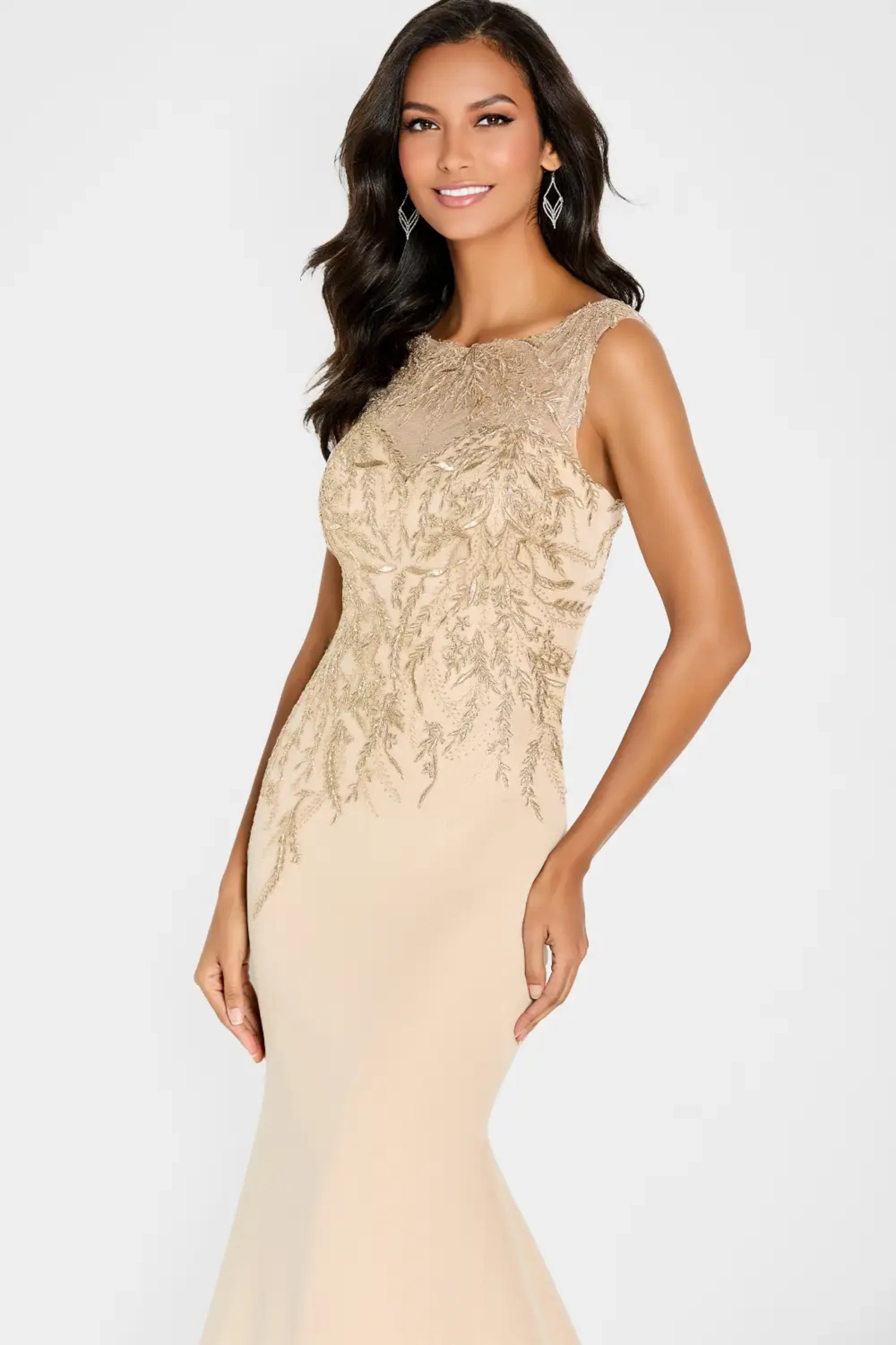 Formal Dresses Long Formal Floral Mermaid Evening Dress Champagne