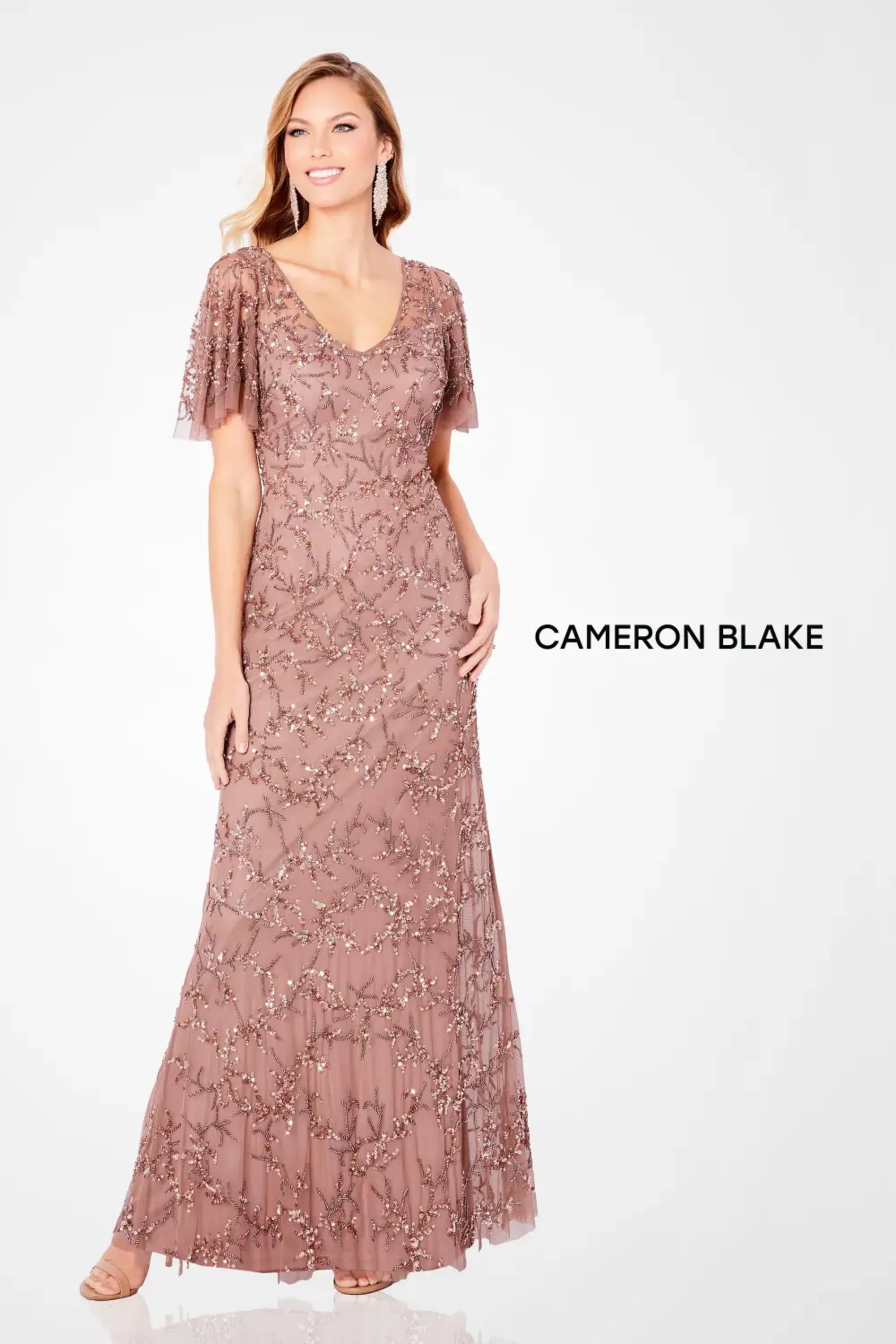 Plus Size Dresses Long Plus Size Beaded Formal Evening Dress Bronze