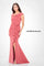 Formal Dresses Beaded Long Ruffle Slit Formal Evening Dress Coral