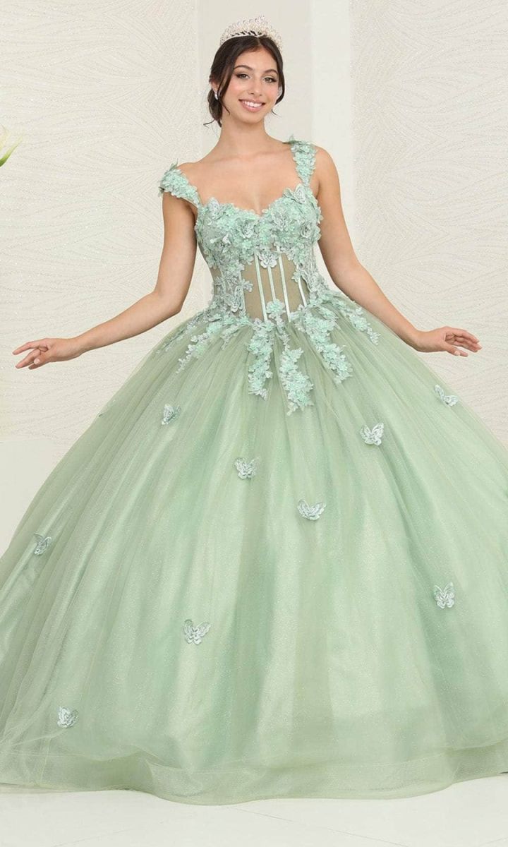 Scoop Floor-Length Tulle Quinceañera Ball Gown May Queen LK242