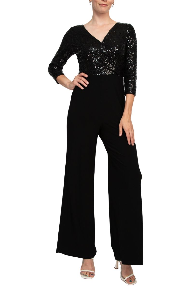 Jumpsuit Long Sequin Mother of the Bride Jumpsuit BLACK