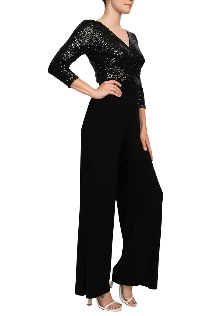 Jumpsuit Long Sequin Mother of the Bride Jumpsuit BLACK