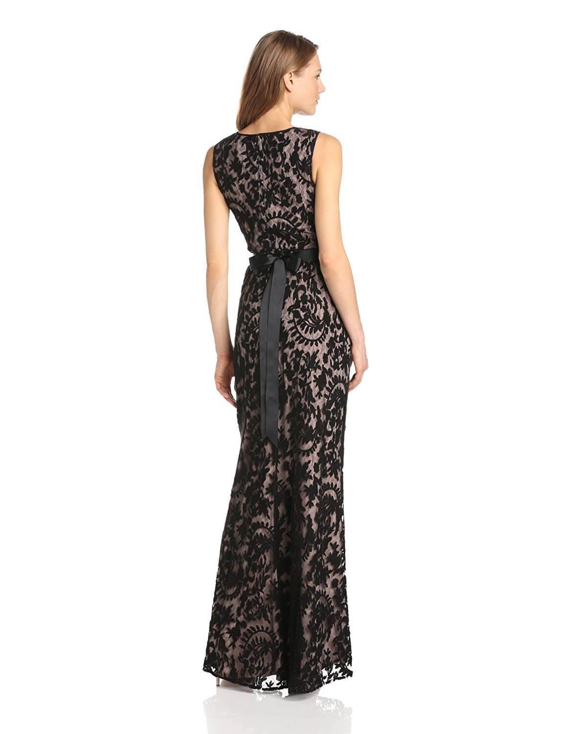 Adrianna Papell Long Formal Sleeveless Lace Dress - The Dress Outlet Adrianna Papell