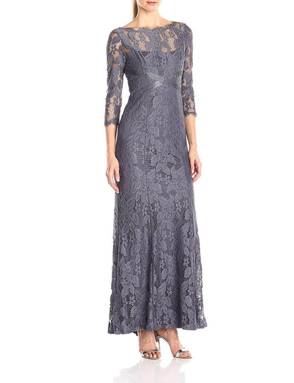Adrianna Papell Long Formal Beaded Floral Lace Dress - The Dress Outlet Adrianna Papell