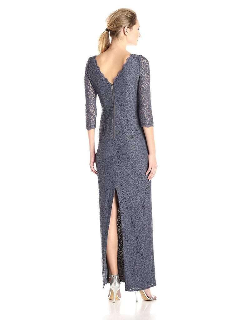 Adrianna Papell Long 3/4 Sleeve Formal Evening Lace Gown - The Dress Outlet Adrianna Papell