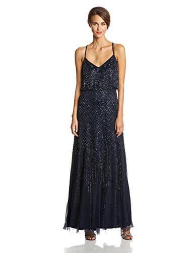 Adrianna Papell Halter Strap Long Formal Dress - The Dress Outlet Adrianna Papell