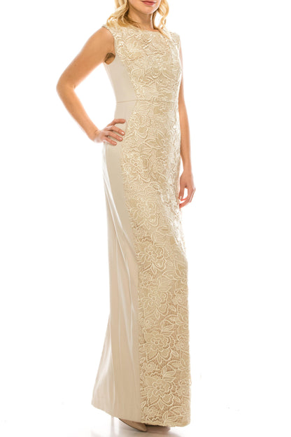 Adrianna Papell Long Formal Lace Evening Dress - The Dress Outlet