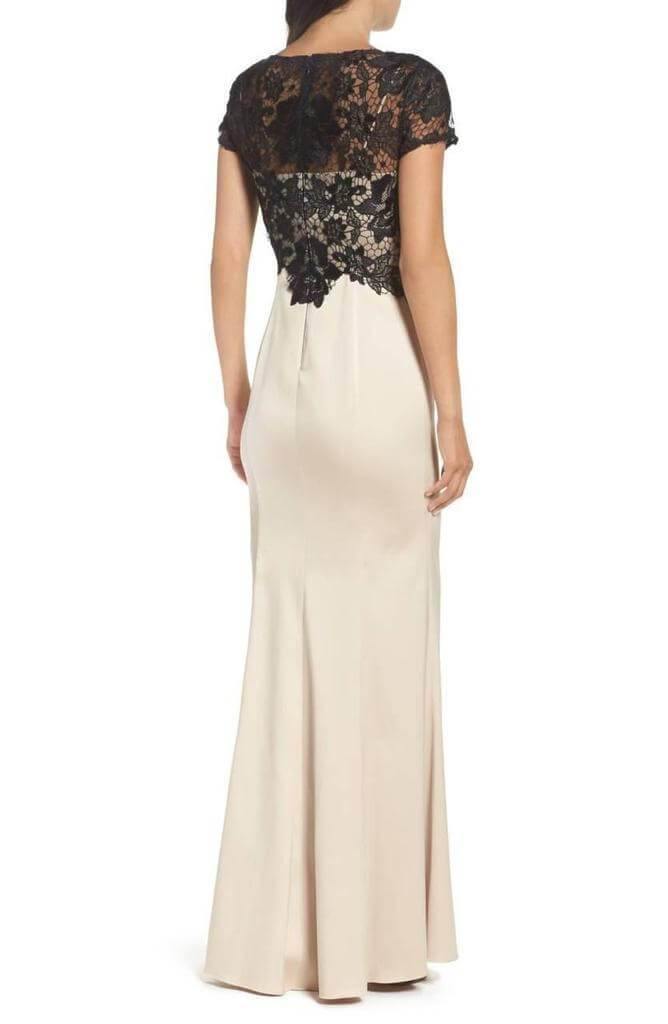 Adrianna Papell Long Formal Short Sleeve Lace Dress - The Dress Outlet Adrianna Papell