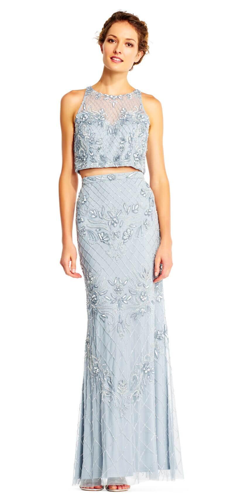 Adrianna Papell AP1E201534 Prom Long Two Piece Halter Formal Dress | The  Dress Outlet