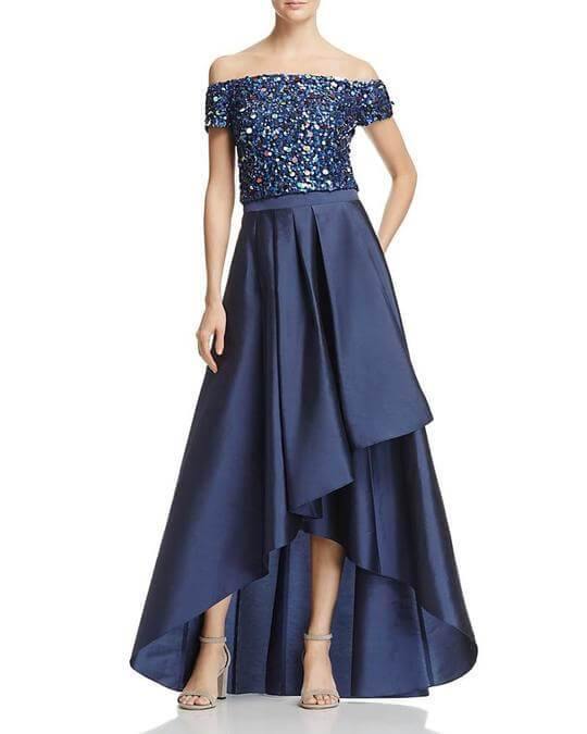 Adrianna Papell Off Shoulder Two Piece High Low Dress - The Dress Outlet Adrianna Papell