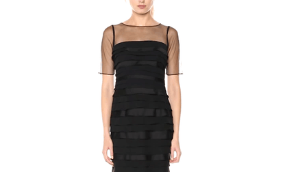 Adrianna Papell Chiffon Mesh Satin Dress - The Dress Outlet Adrianna Papell
