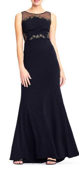 Black Adrianna Papell AP1E202366 Long Formal Sleeveless Mesh Dress for ...
