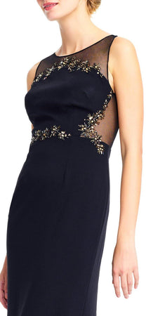Black Adrianna Papell AP1E202366 Long Formal Sleeveless Mesh Dress for $139.99 – The Dress Outlet