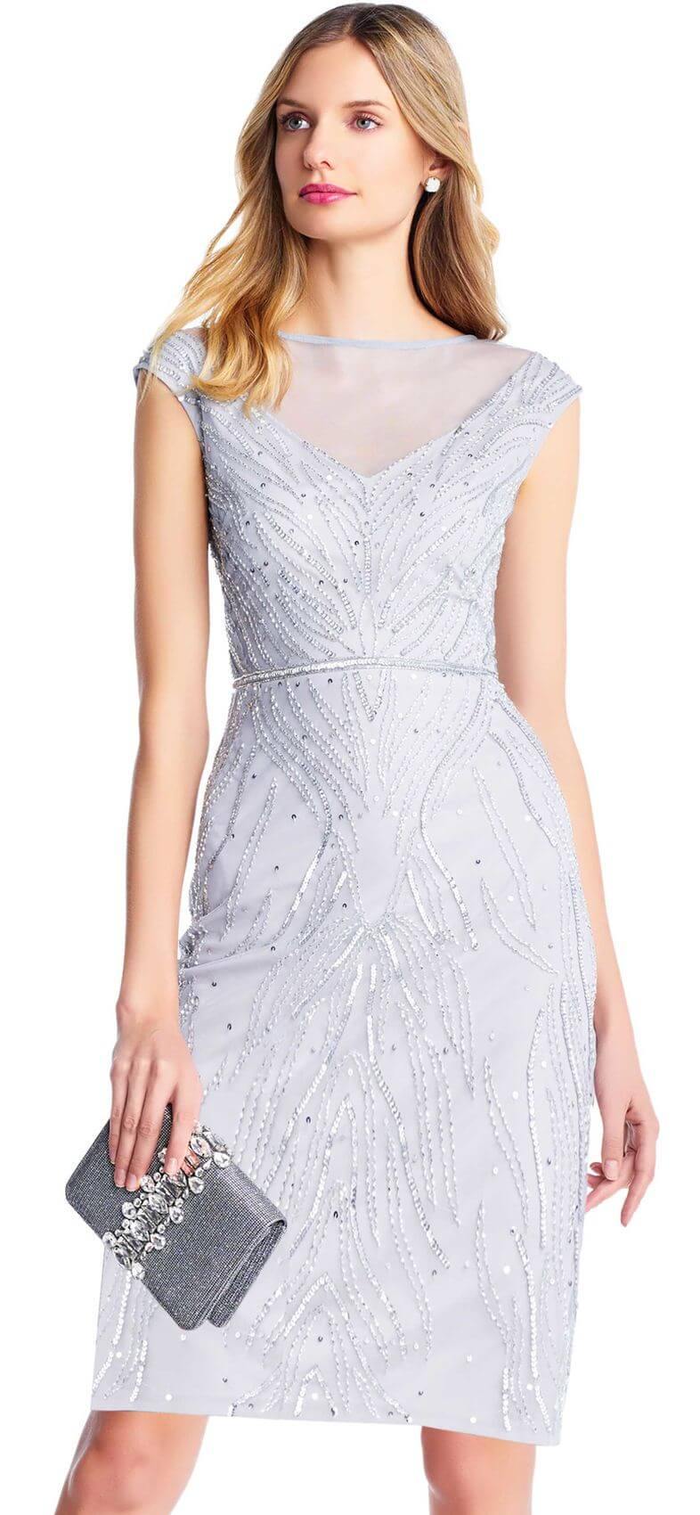 Adrianna papell blue heather beaded gown outlet