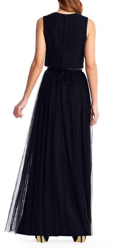 Adrianna Papell Sleeveless Crepe Top Long Prom Dress - The Dress Outlet Adrianna Papell