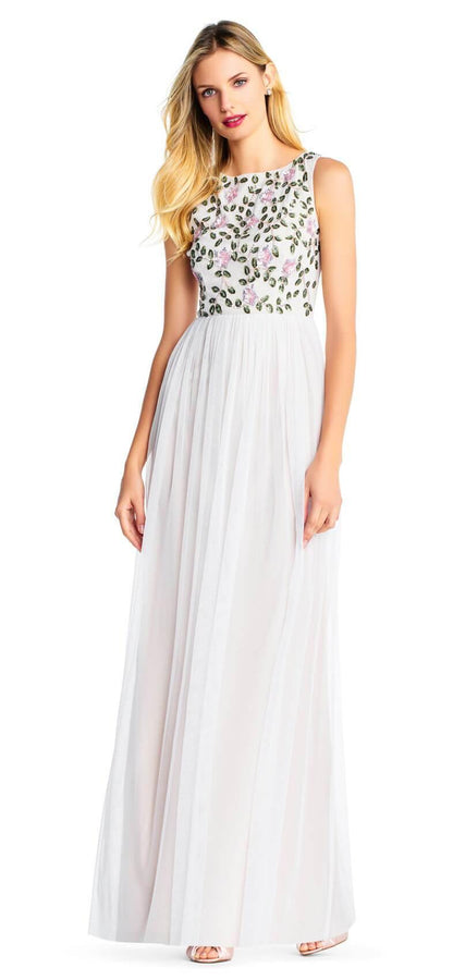 Adrianna Papel Long Formal Prom Dress Ivory Multi - The Dress Outlet Adrianna Papell