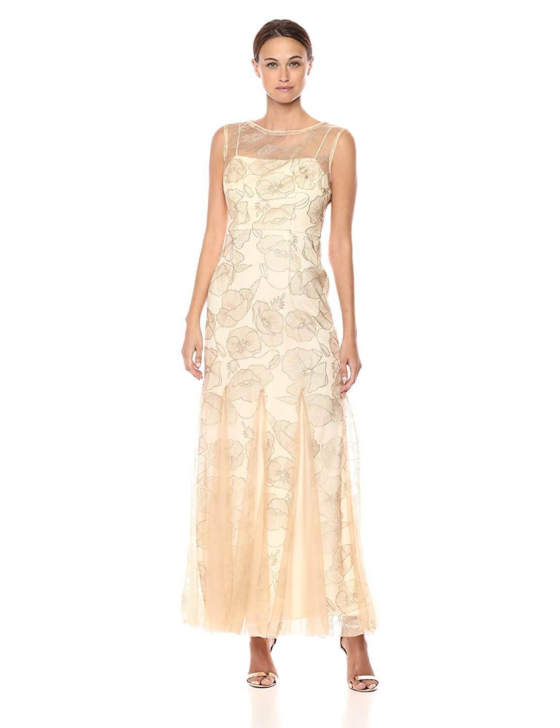 Adrianna Papell AP1E203566W Metallic Floral Evening Formal Dress | The Dress Outlet Adrianna Papell AP1E203566W Metallic Floral Evening Formal Dress | The Dress Outlet