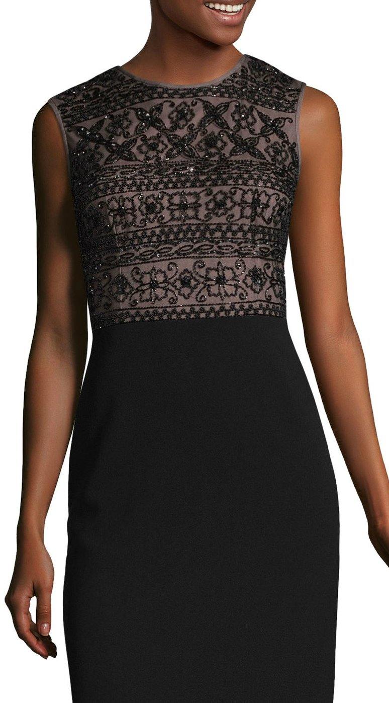 Black Nude Adrianna Papell AP1E203663 Crew Neck Sleeveless Formal Long ...