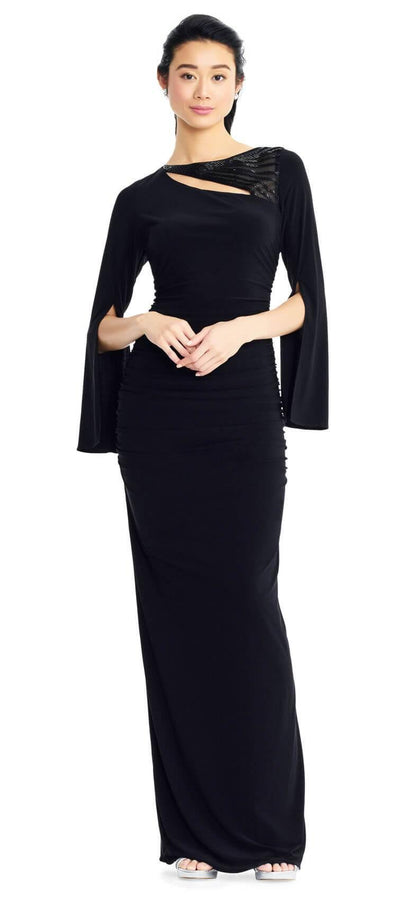 Adrianna Papell Long Formal Split Sleeve Dress - The Dress Outlet Adrianna Papell