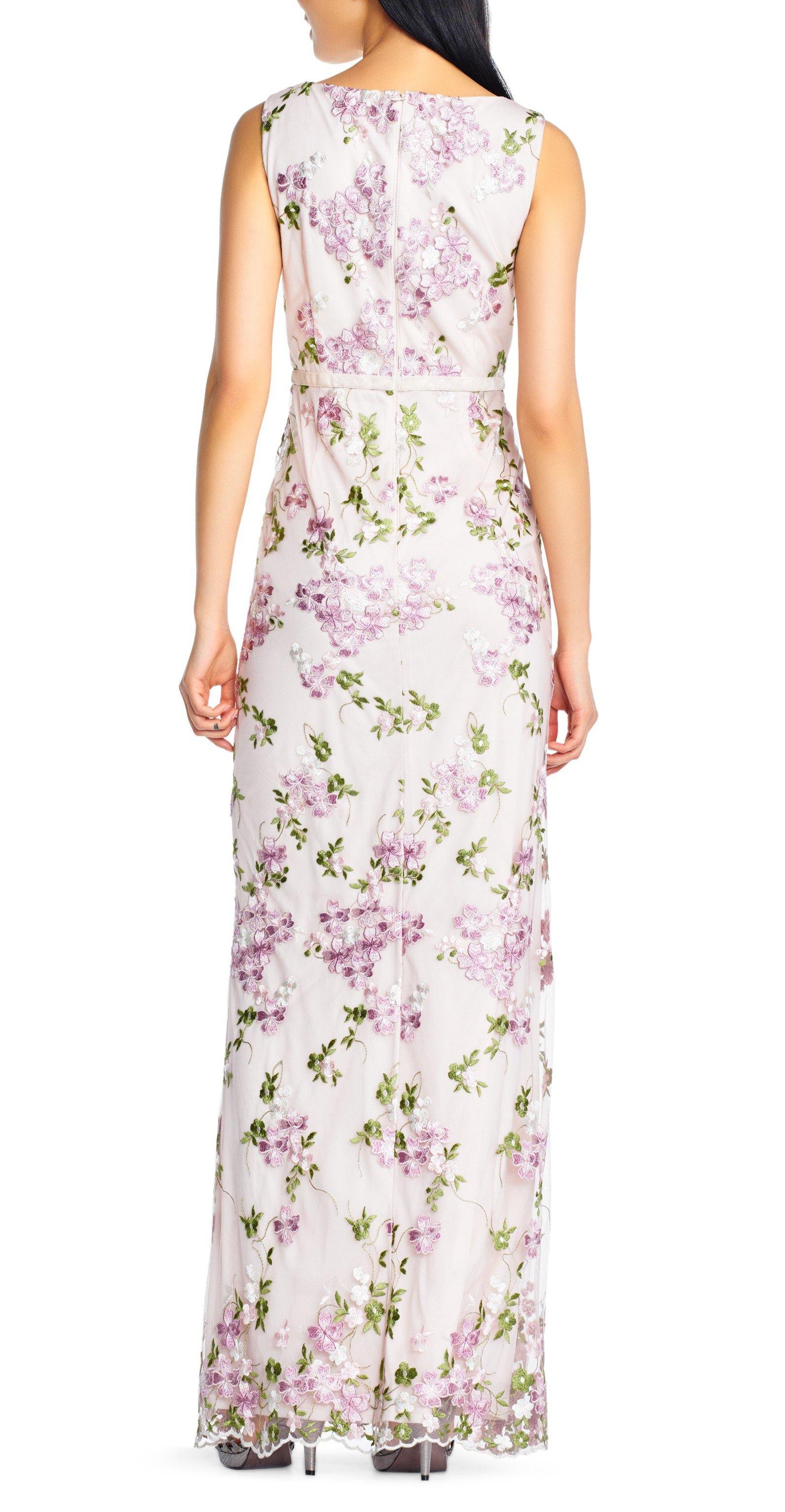 Adrianna Papell Sleeveless Long Formal Floral Dress - The Dress Outlet Adrianna Papell