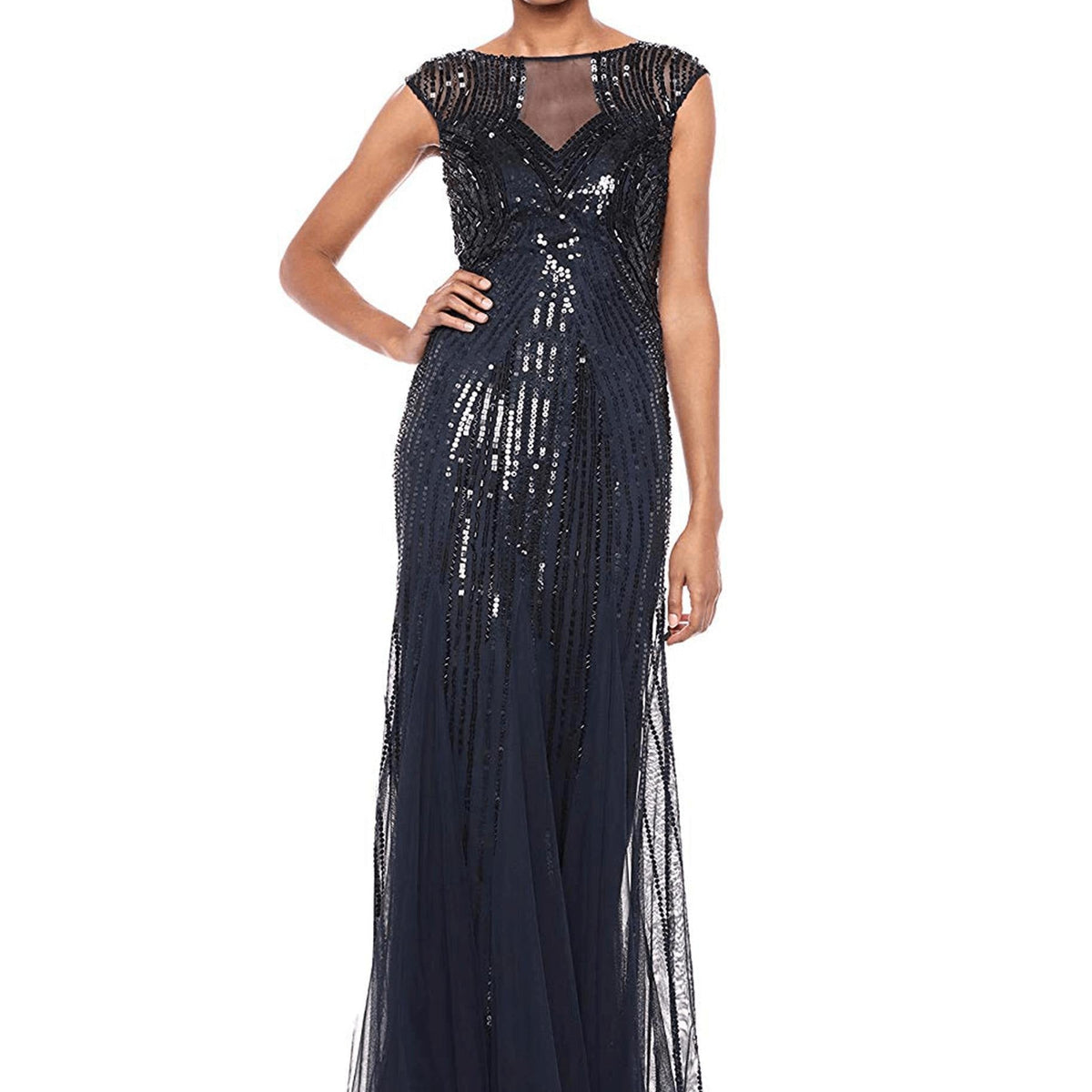 Adrianna Papell AP1E204689 Long Formal Beaded Cap Sleeve Dress | The Dress Outlet Adrianna Papell AP1E204689 Long Formal Beaded Cap Sleeve Dress | The Dress Outlet