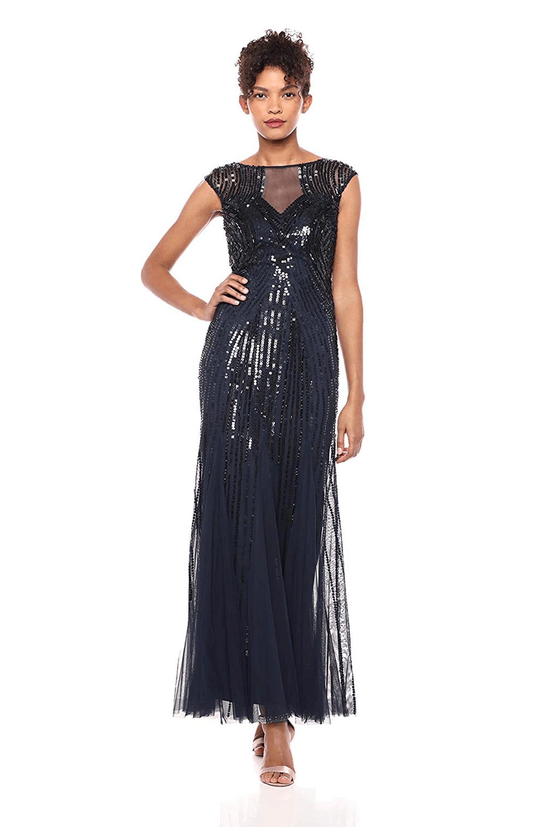Adrianna Papell AP1E204689 Long Formal Beaded Cap Sleeve Dress | The Dress Outlet Adrianna Papell AP1E204689 Long Formal Beaded Cap Sleeve Dress | The Dress Outlet